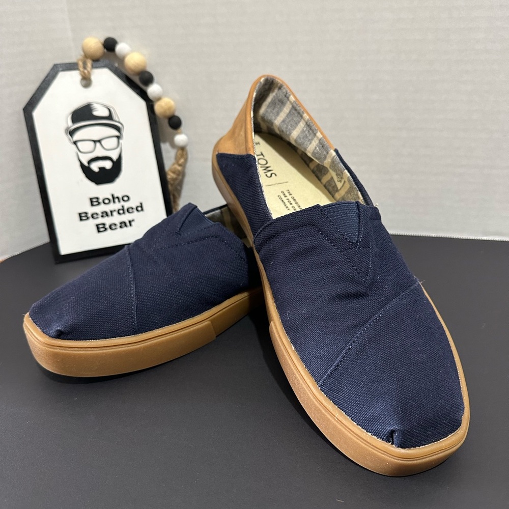 TOMS Men Navy Blue & Brown Colourblocked Slip on Loafers size 10.5
